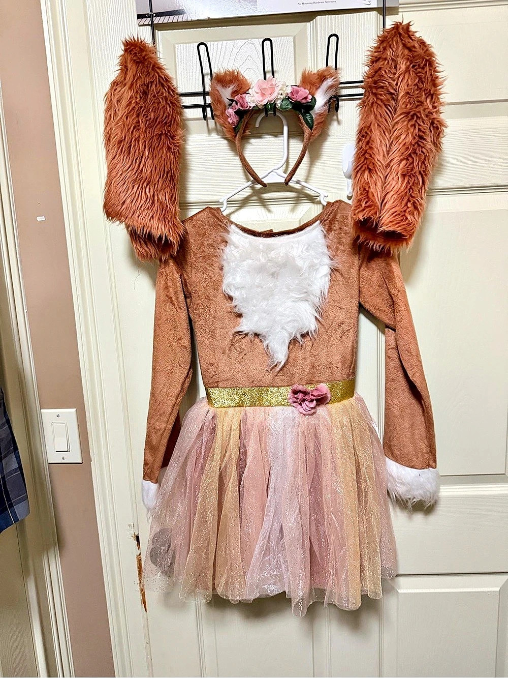 Spirit Halloween Luxurious Fox Costume Dress Brown & Pink
